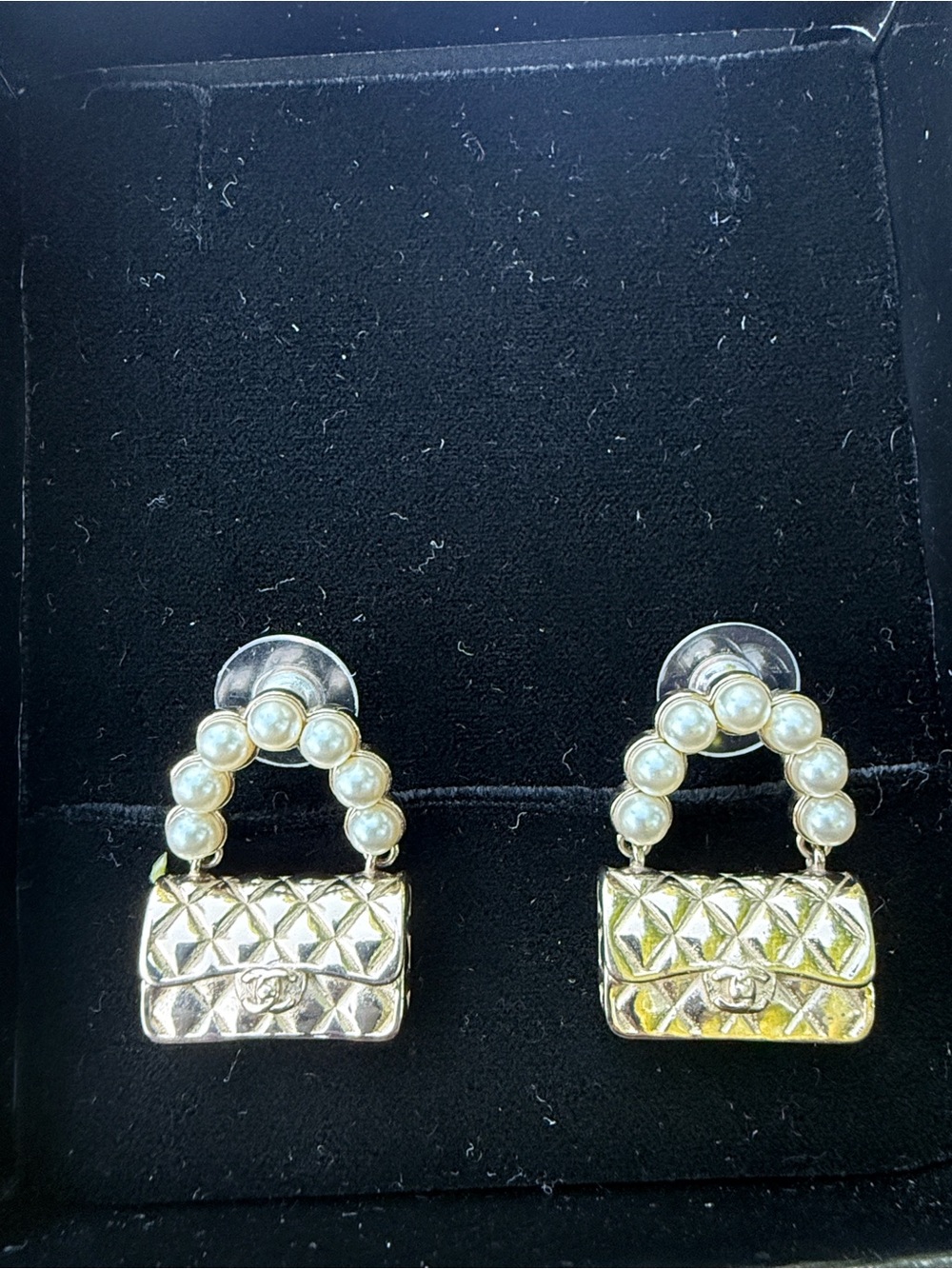 CHANEL Gold Pearl-Handle Bag Charm Earrings - Picture 2 of 12